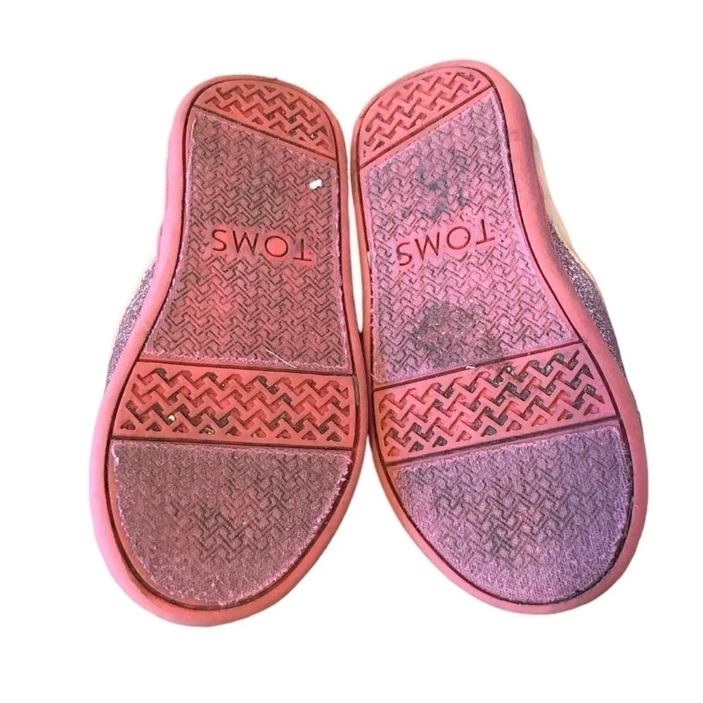 TOMS Iridescent Alpargata Shoe Toddler Size T8 Pink Slip On Sneakers